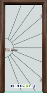 Стъклена интериорна врата, Gravur G-13-2, каса цвят Орех